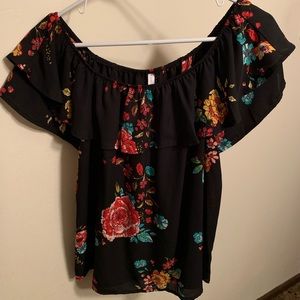Fun and floral off the shoulder top.